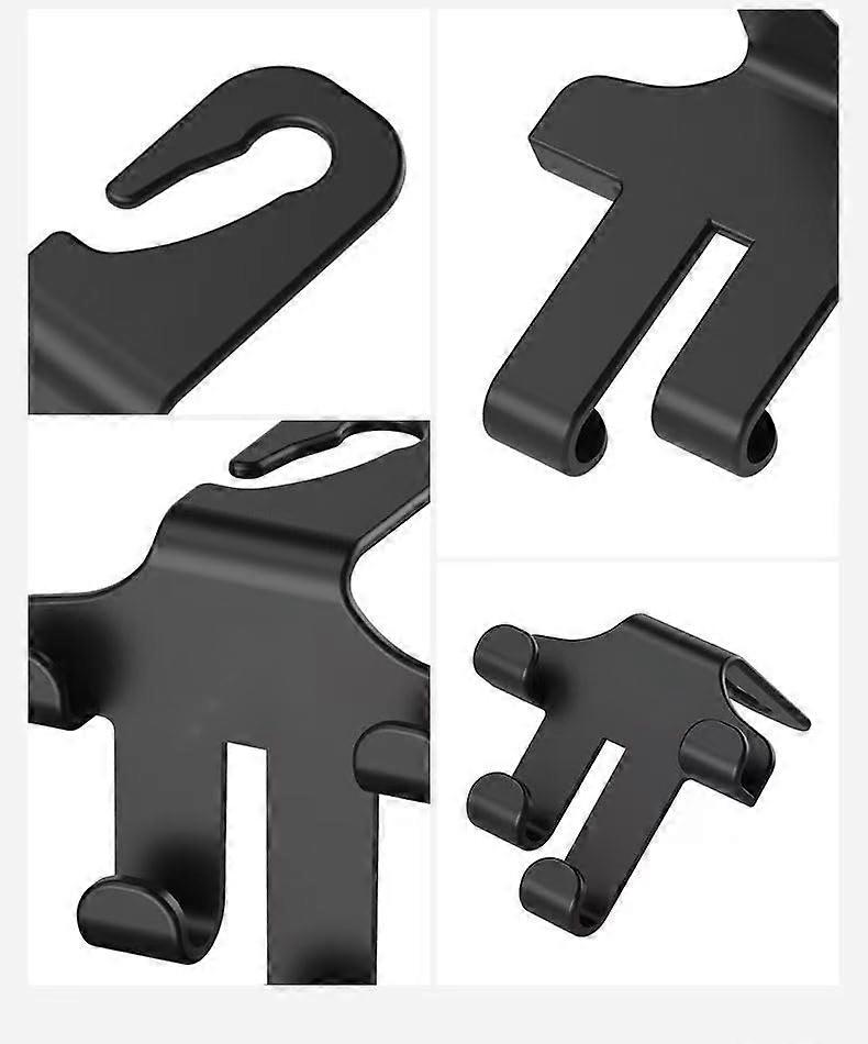 Universal Car Headrest Hooks and Seat Hangers for Secure Storage, 4 Pack Black