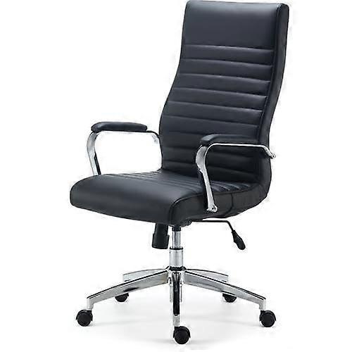 Bonded Leather Executive Office Chair Black with Ergonomic Back Support and Adjustable Height