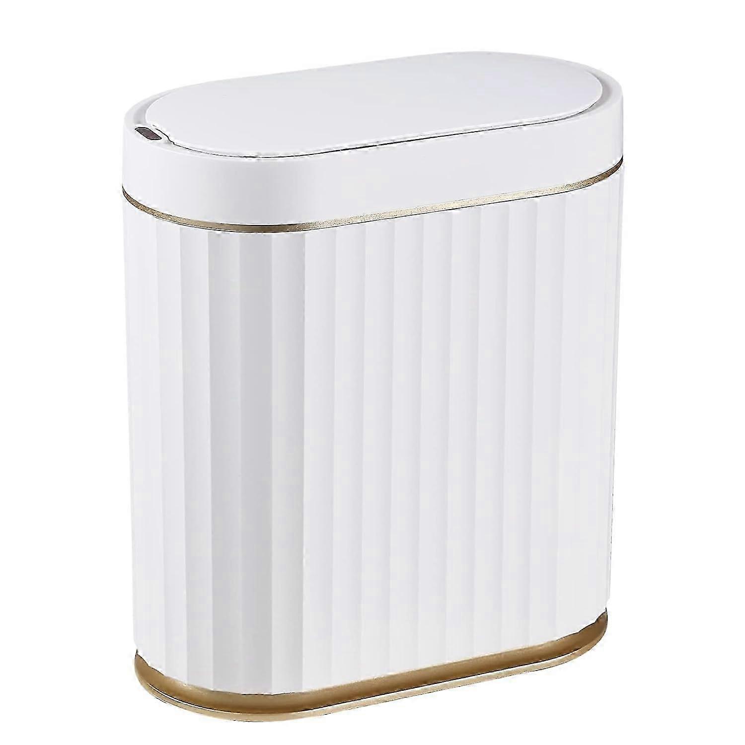 Sensor Trash Can, Automatic Lid Opening + Garbage Fixing Ring, Infrared Sensor, Narrow Trash Can for Bathroom and Kitchen