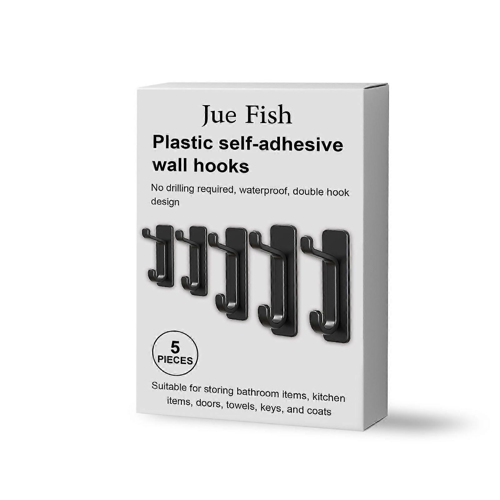 Jue Fish No-Drill Adhesive Hook Universal Everyday Use Self-Adhesive Wall Hook