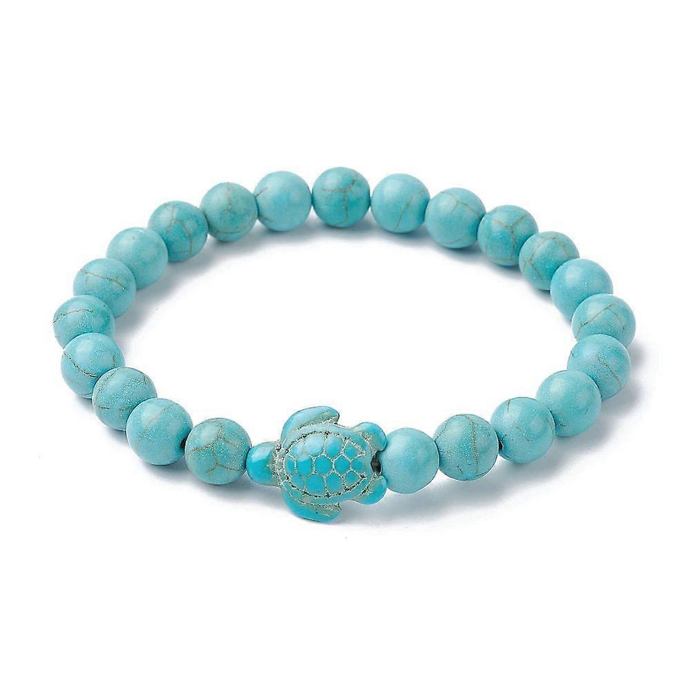 Turquoise Turtle Beaded Stretch Bracelet Inner Diameter: 2-1/8 inch(5.5cm)