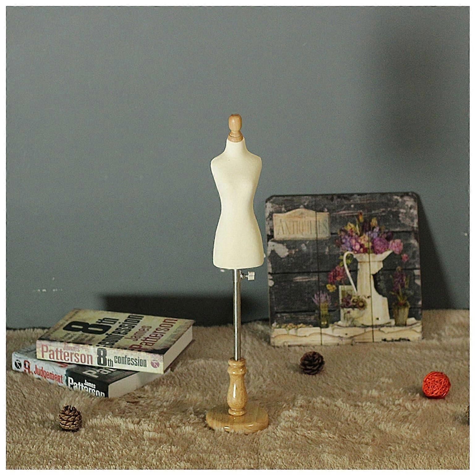 Adjustable Mini Mannequin Torso 1/4 Size with Realistic Proportions for Pattern Making, White