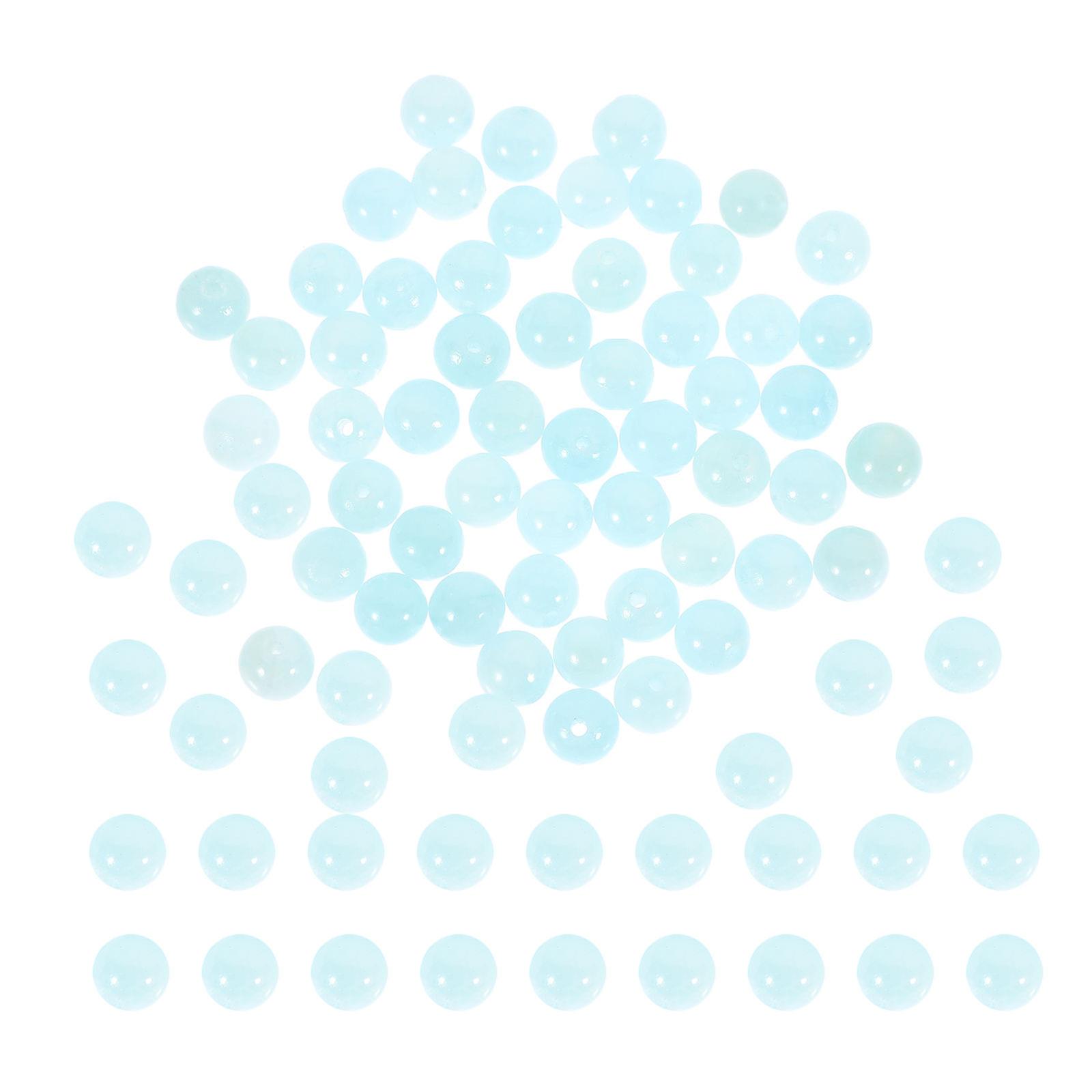 Sky-Blue Colored Jade Beads Jewelry Making Crafts with 2 Strings Kit