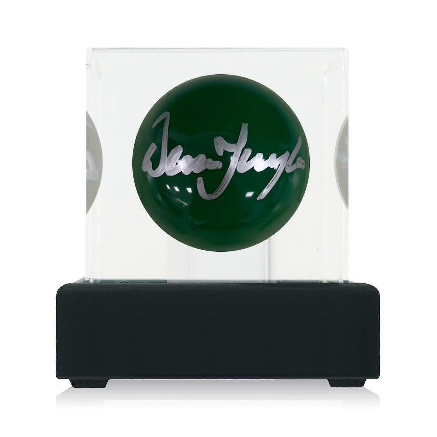 Dennis Taylor Signed Green Snooker Ball. In Display Case