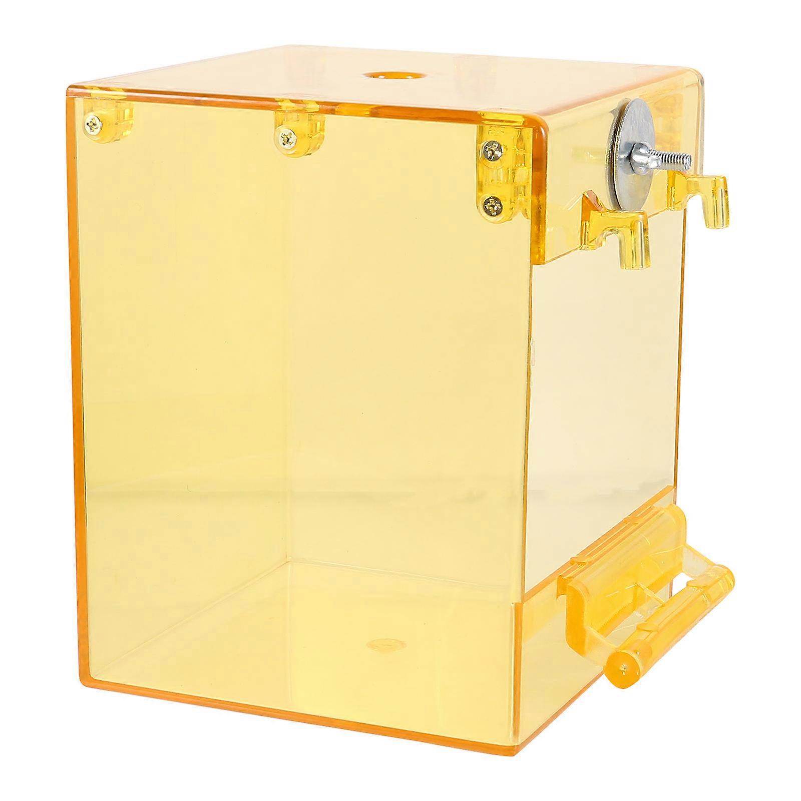 Parrot Bath Box Bird Shower Basin for Bathing Acrylic Yellow