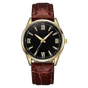 Men Business Watch Round Dial Faux Leather Strap Quartz Movement Teens Adults Formal Dress