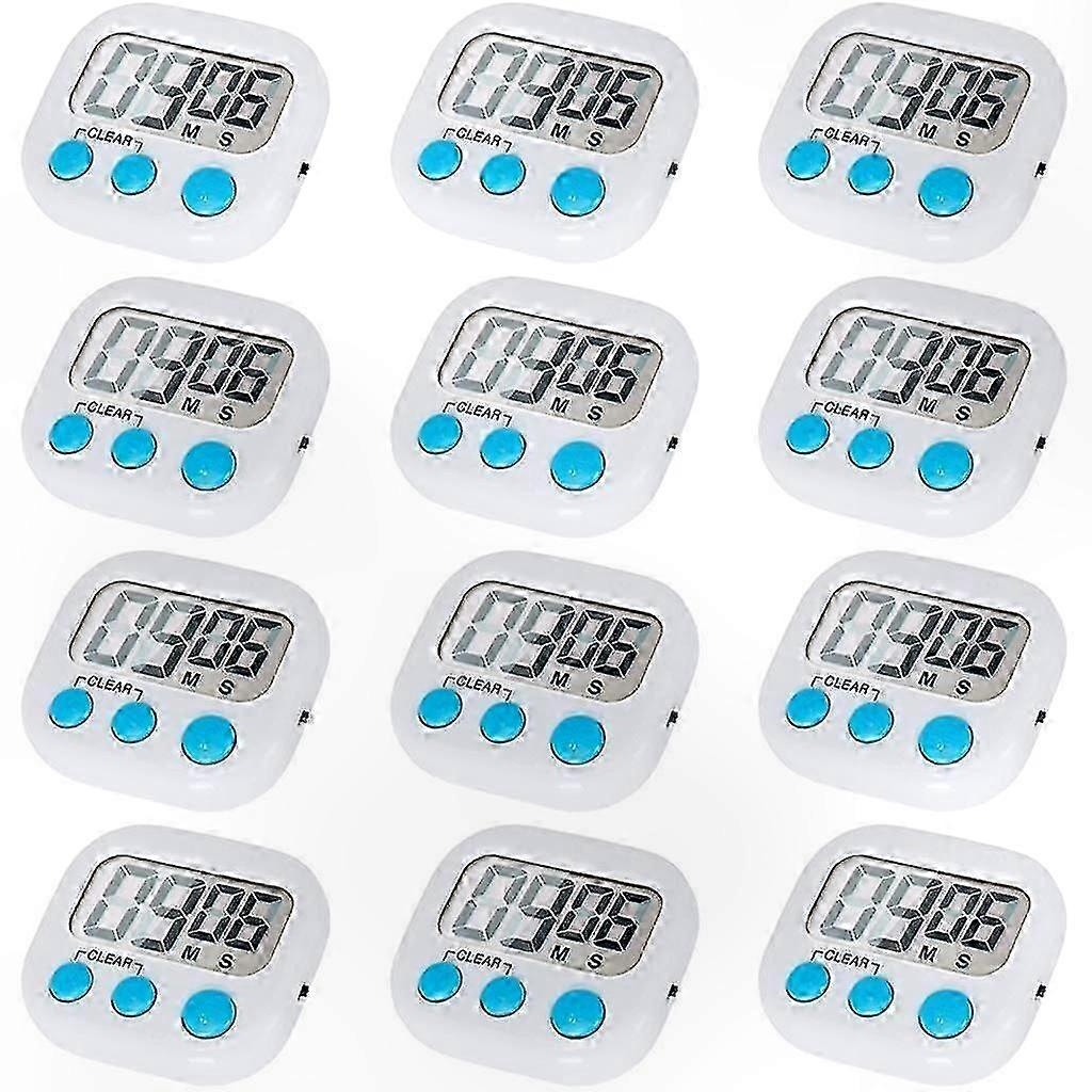12-Pack Digital Kitchen Timers with On/Off Switch, Loud Alarm Function