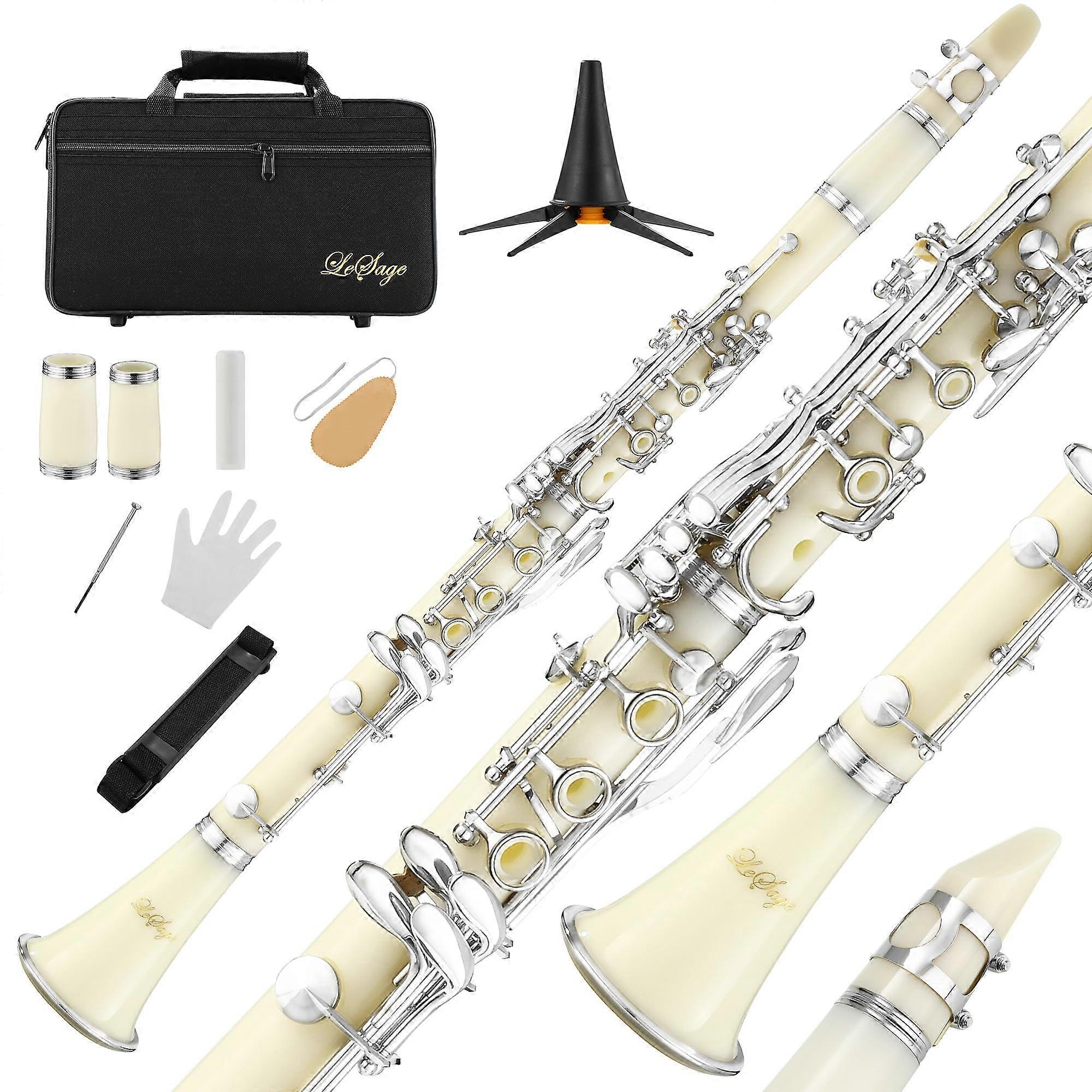 B Flat Clarinet for Beginners Student Model with 2 Barrels Case and Stand