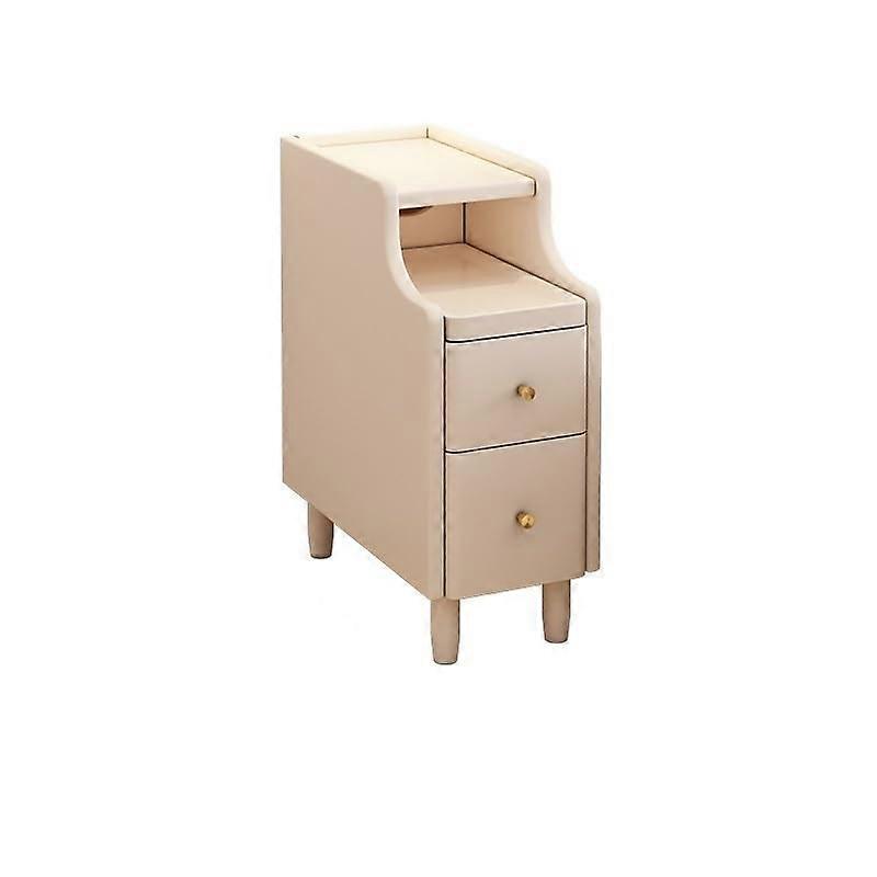Narrow Solid Wood Nightstand with Hidden Storage, Compact End Table for Small Spaces Bedroom