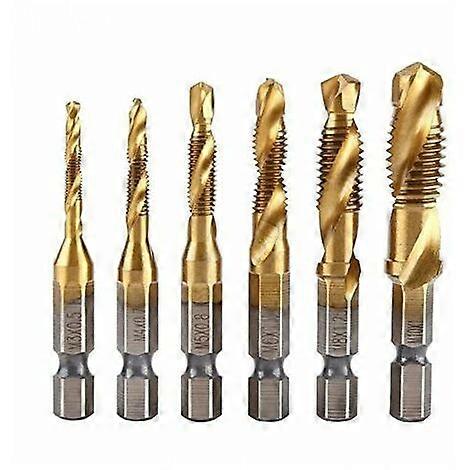 6pcs M3-M10 Quick Change Hexagonal Drill Bits, Combination Drill Bits, Countersinks, Countersinks, 1/4" HSS Countersinks