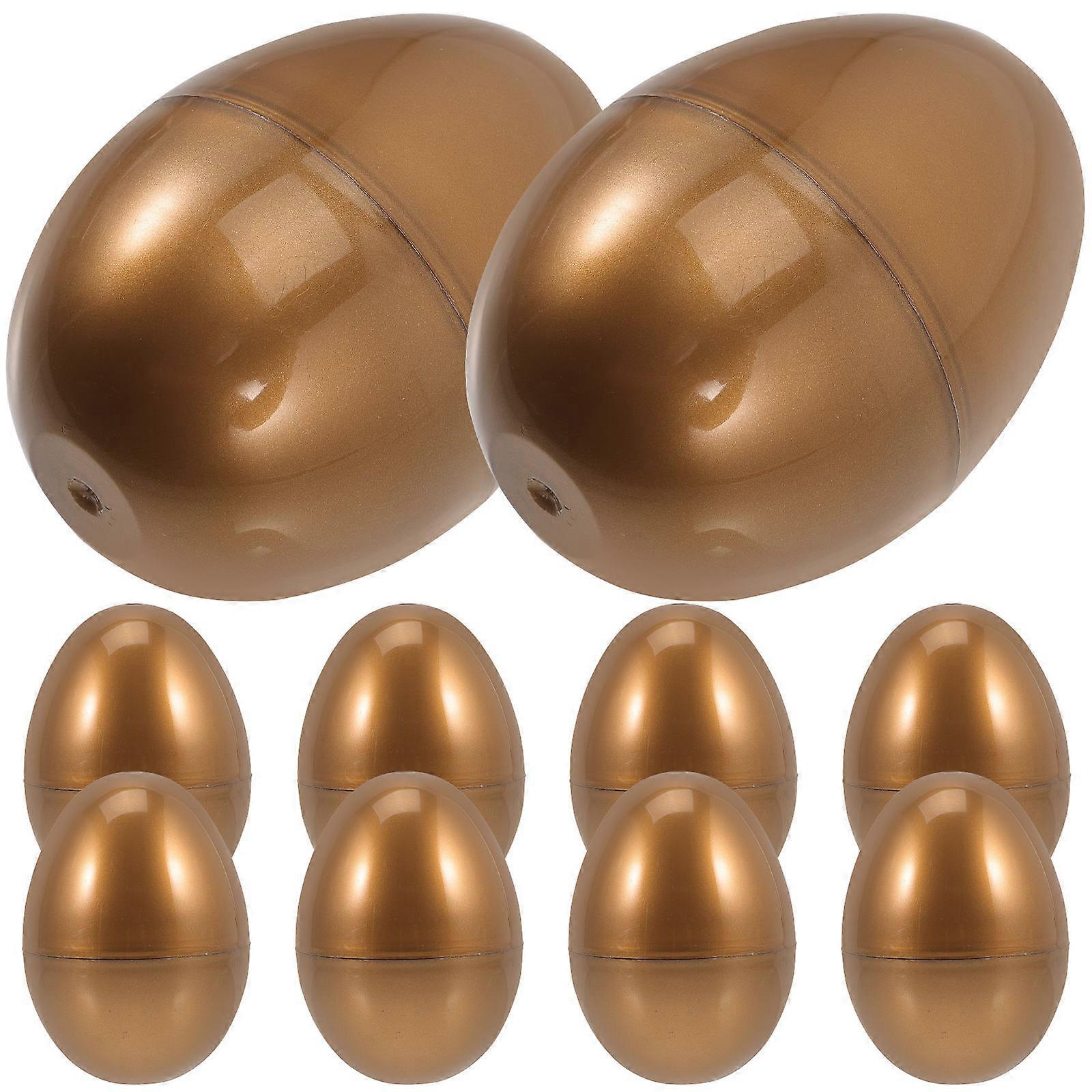 10pcs Golden Plastic Easter Eggs Fillable Easter Eggs Easter Egg Shape Candy Boxes