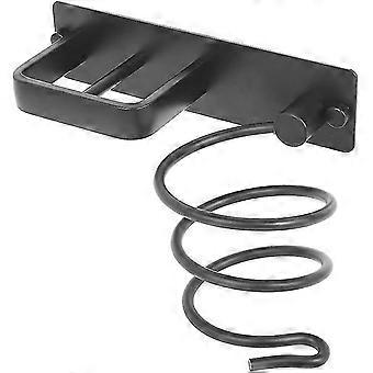 Support de sèche-cheveux Support de sèche-cheveux avec support de câble pour le perçage chrome / noir, support de sèche-cheveux et support de fer plat Support mural (noir)