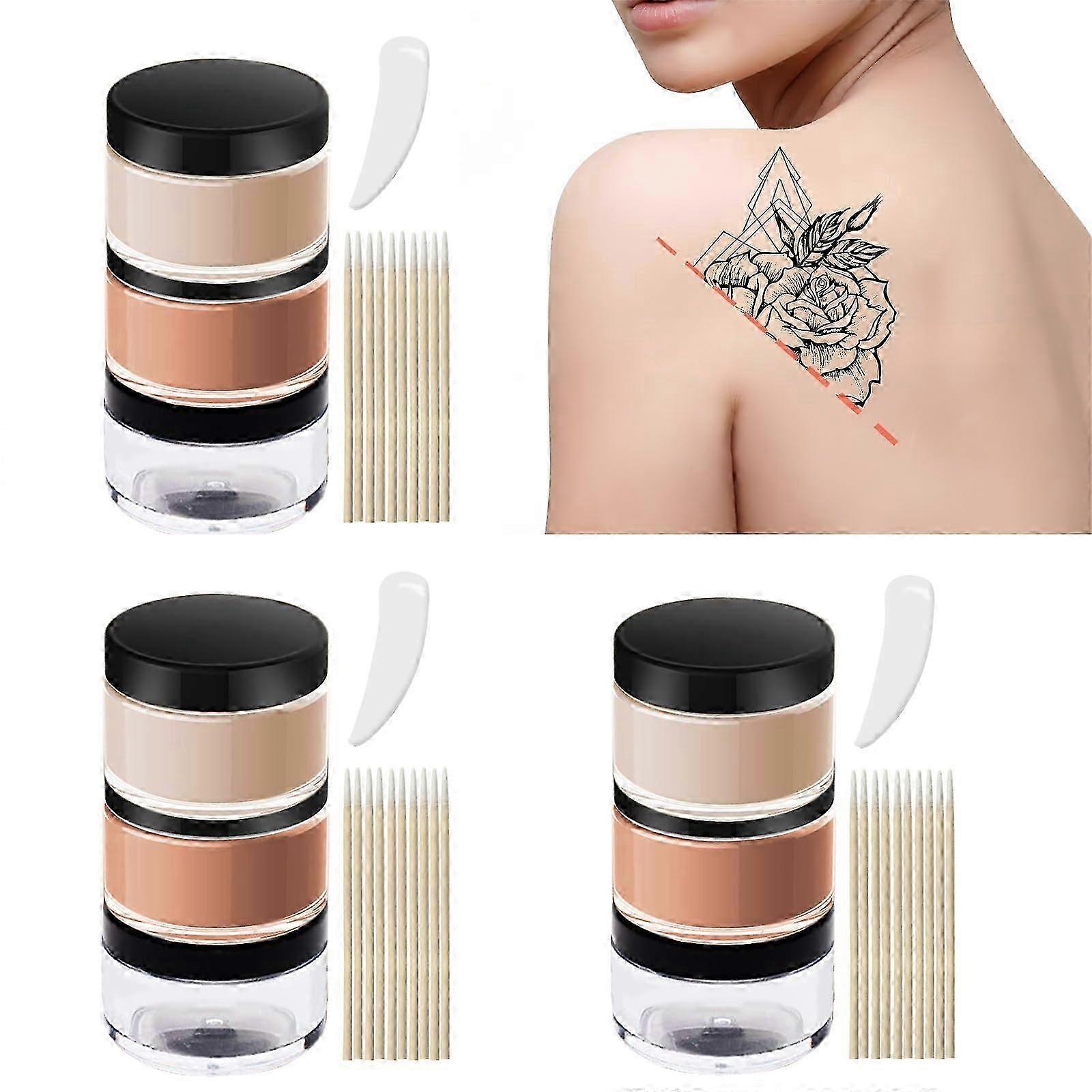 Tattoo Cover Up Makeup Waterproof Full Coverage Concealer for Scars Birthmarks Tattoos 3 Count