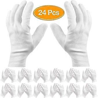 Cotton Gloves For Dry Hands Eczema, 24 Pairs White Breathable Cotton Gloves Moisturizing, Comfortable Moisture Locking Gloves For Nighttime Skin