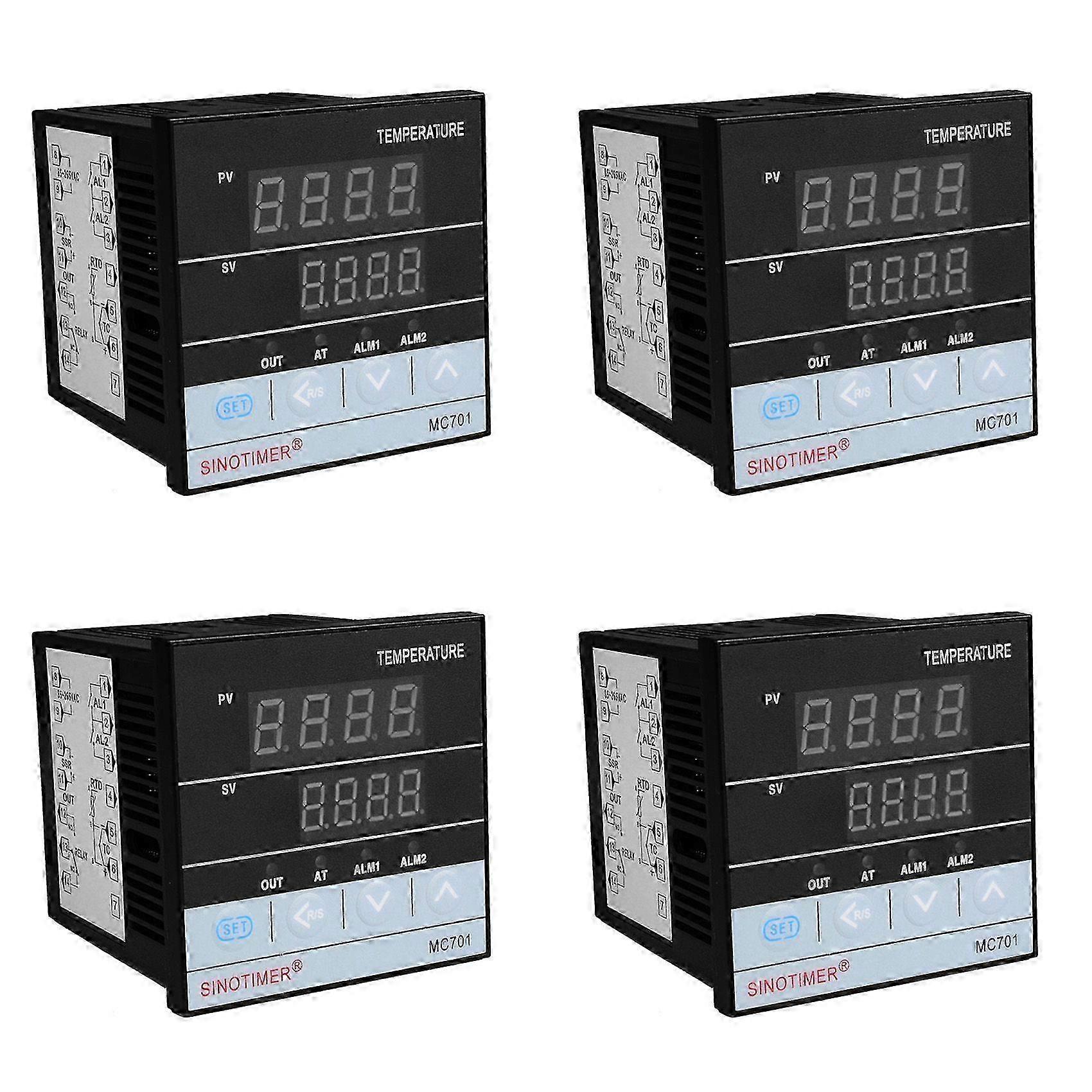 4X SINOTIMER MC701 Digital PID Temperature Controller Waterproof K Type PT100 Sensor Input Relay SSR Output