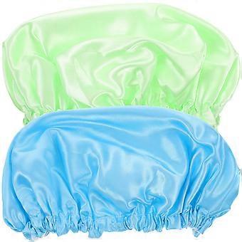 Waterproof Bathing Caps Satin Bonnets for Hair Care 2Pcs Comfortable Bath Caps