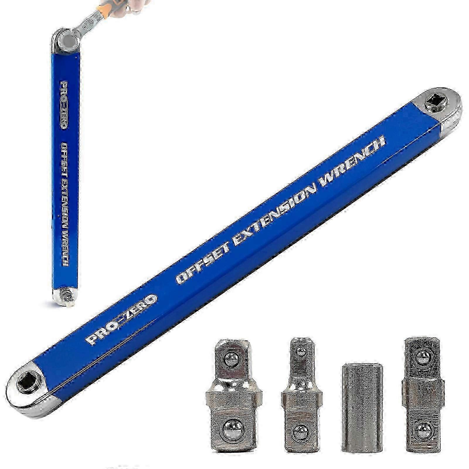 Offset Extension Wrench Set Ratchet Spanner Extender with Adapter & Socket_hc
