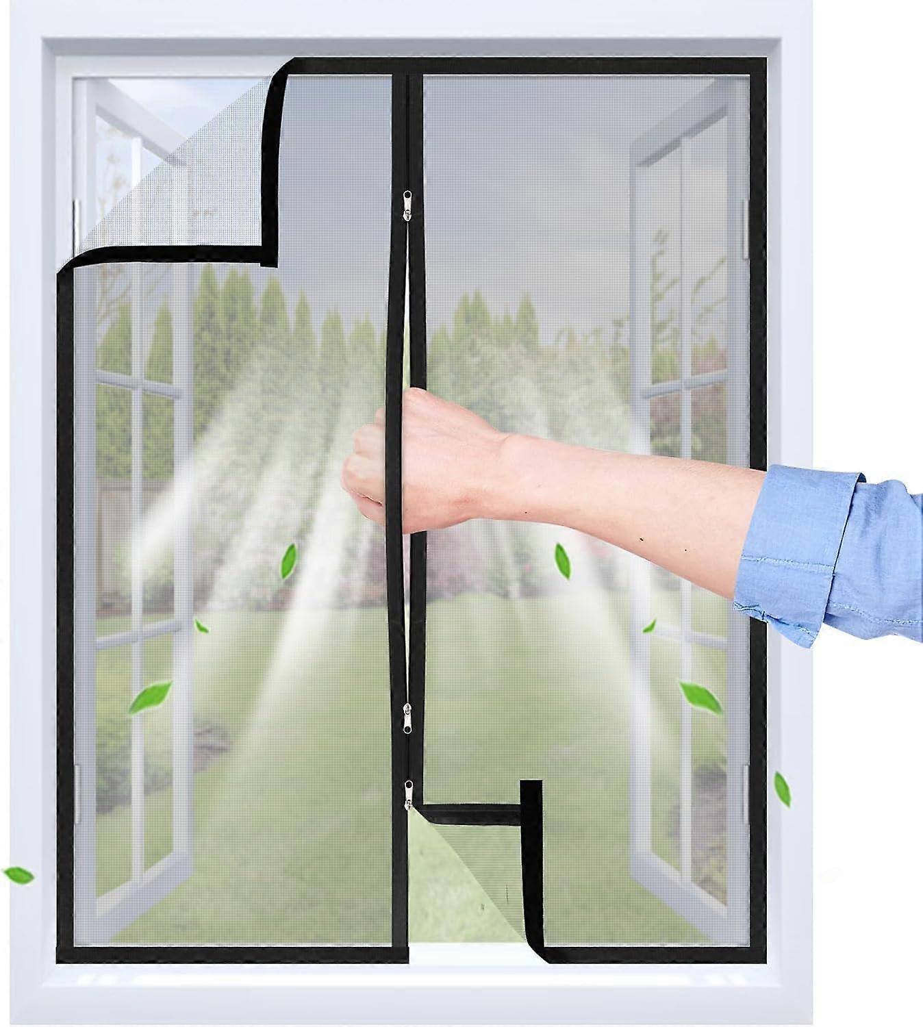 Adhesive Window Mosquito Net with ZipperTransparent Hook and Loop Stri