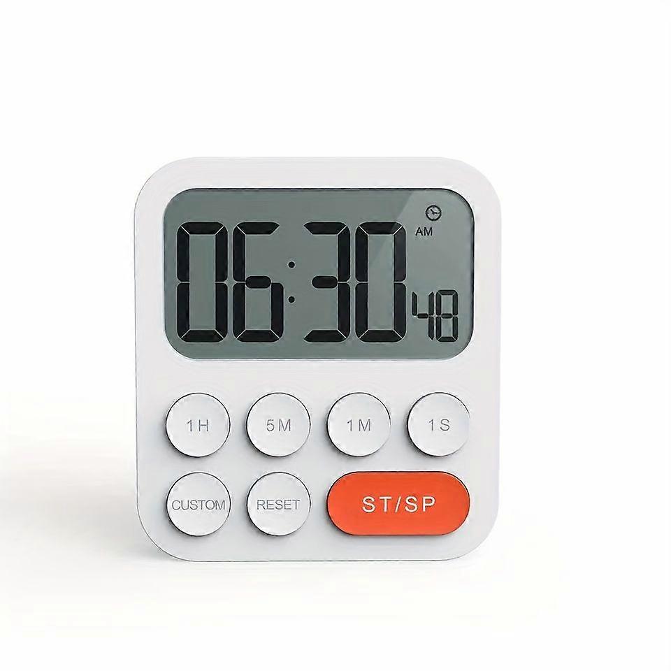 LCD Digital Timer, 12/24H Time Display, Magnetic Kitchen Cooking Baking Countdown Stopwatch, Study Sleeping Timer