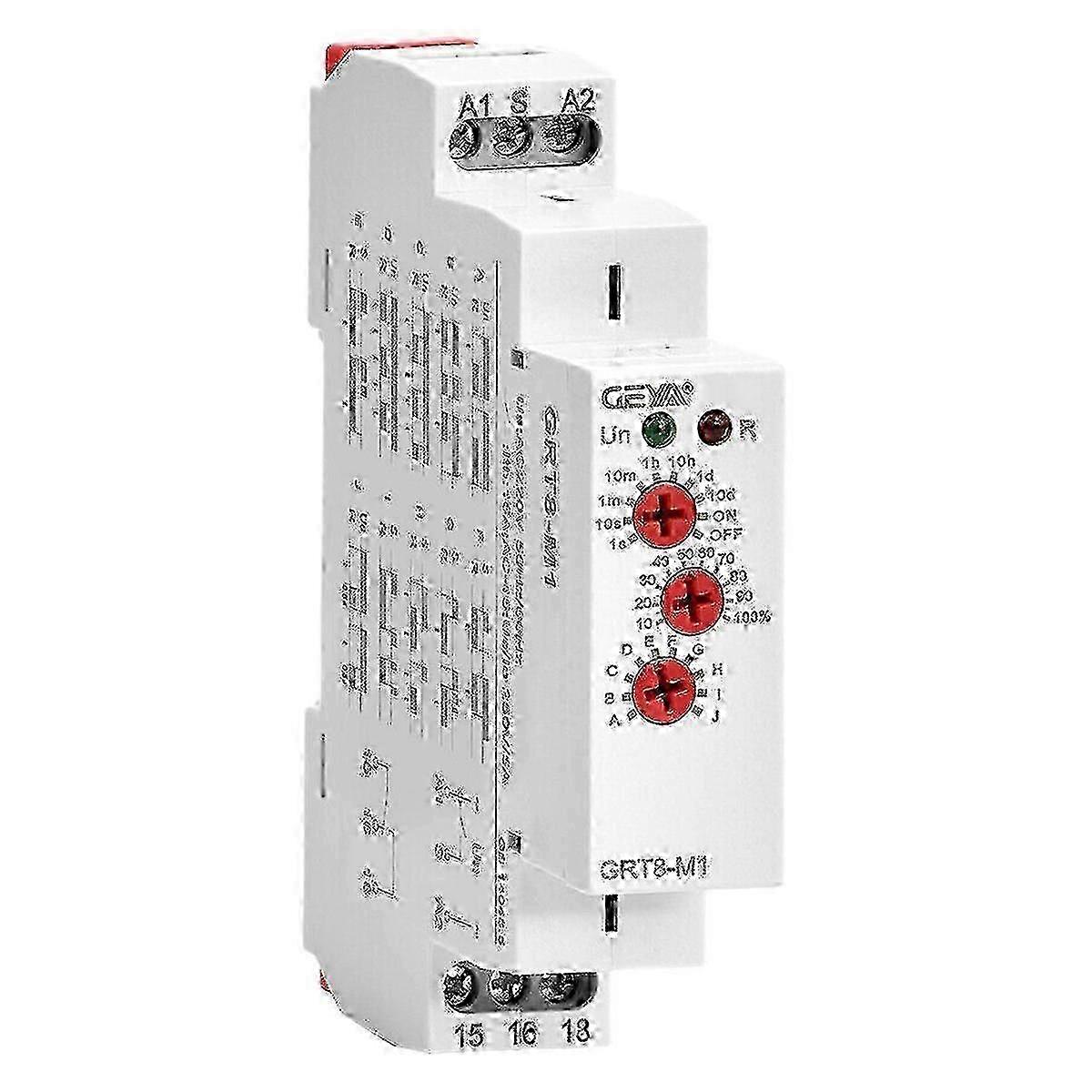 DIN Rail Timer Relay, 16A AC/DC 12V-240V, On/Off Delay &amp; Automatic Control, Multifunction DO