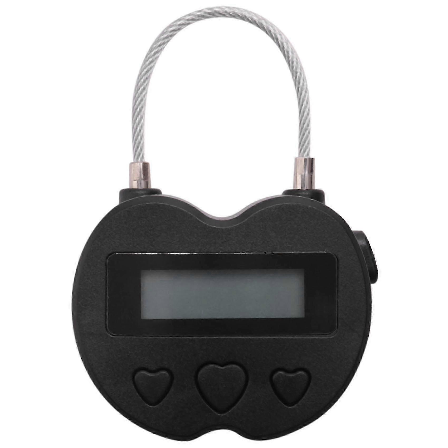 Smart Time Lock Electronic Timer Padlock LCD Display USB Rechargeable Black