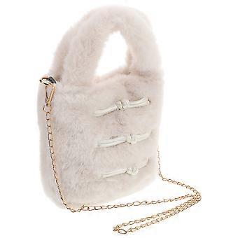 Women Plush Crossbody Bag Furry Bucket Purse for Winter Travel