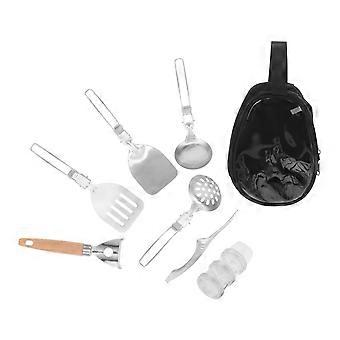 Portable Camping Kitchen Tool Set Including Stainless Steel Mess Kit for 1Set
