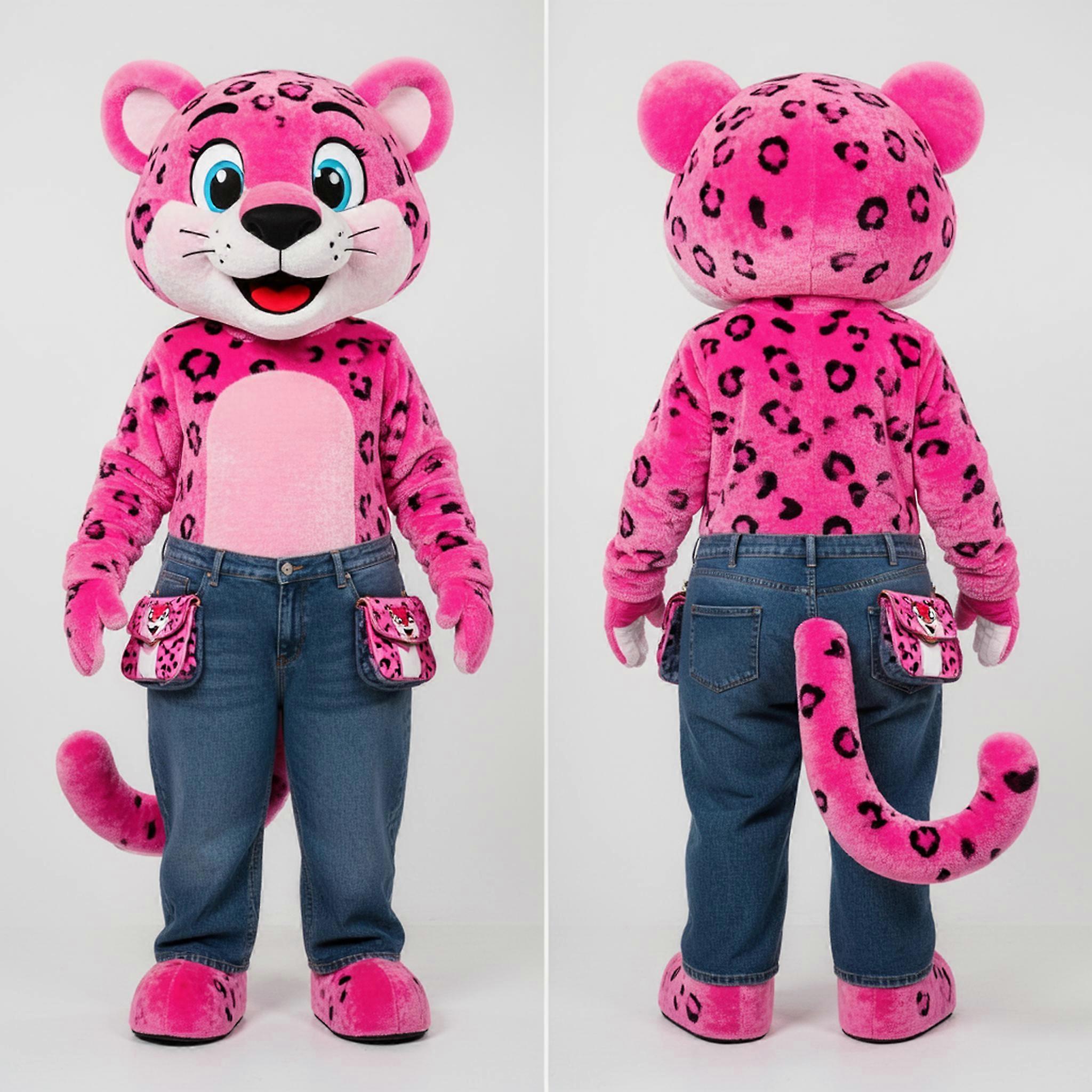 MASTICOT Pink Velvety Cheetah Mascot