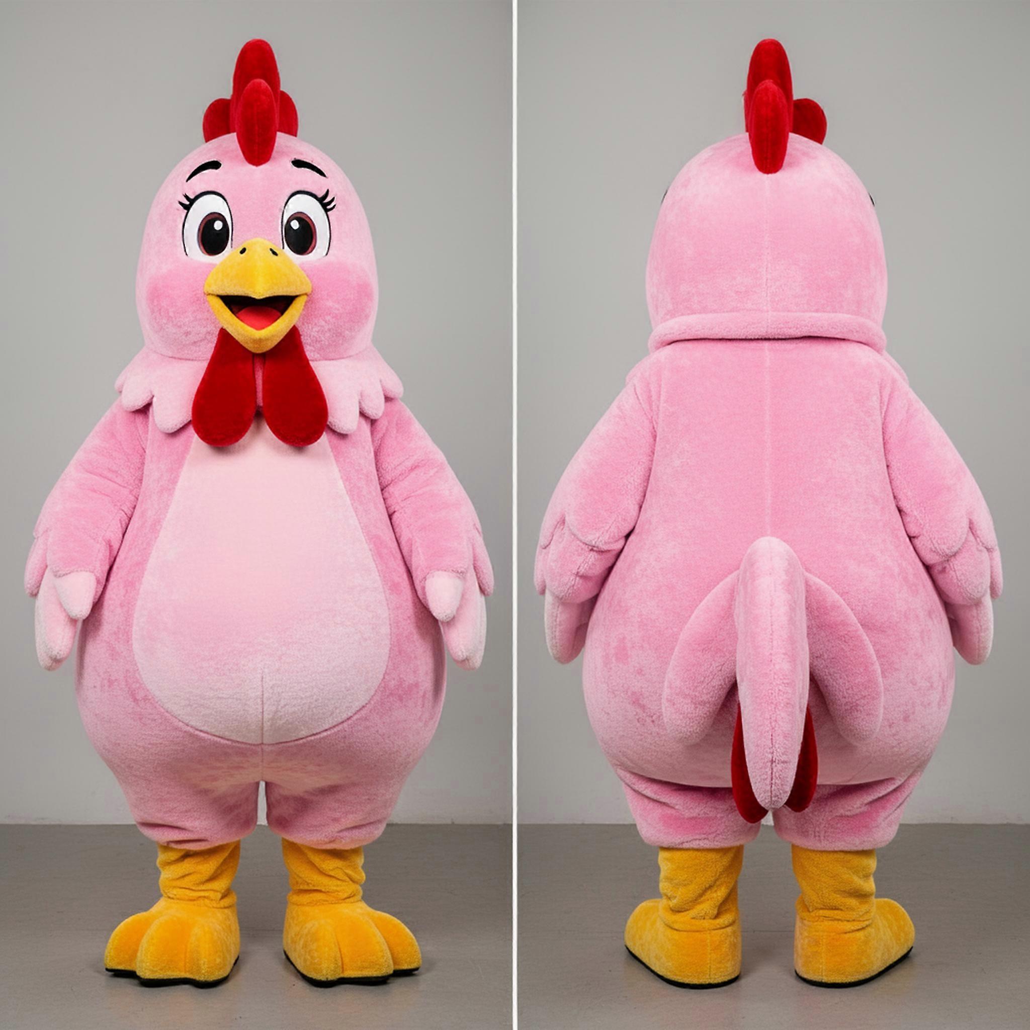 MASTICOT Pink Plush Rooster Mascot