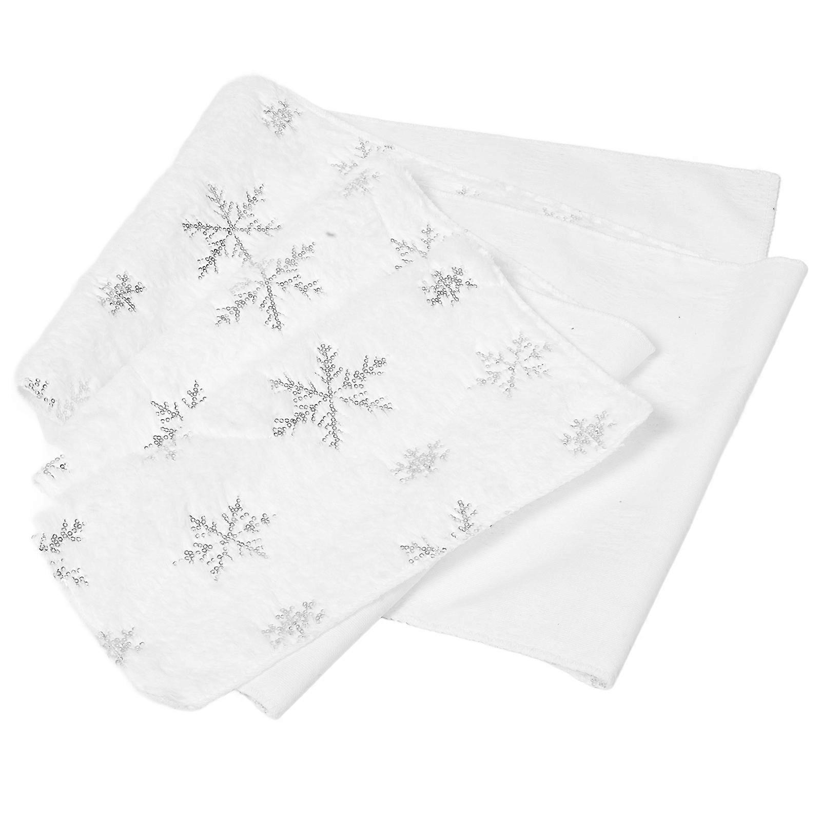 Christmas Table Runner Silver Plush Fabric Featuring Snowflake Design for