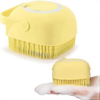 Luva de escova de limpeza para animais de estimação, Luva para animais de estimação, Luva de massagem, Cabelos longos, Cabelos curtos, Gato, Cão, Cavalo, Coelho, Beleza para depilação remotaAmarelo