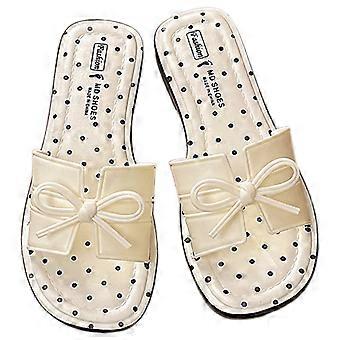 Damen-Sandalen mit Schleife zum Hineinschlüpfen, rutschfeste, weiche Sohle, Sommersandalen, Hausschuhe für drinnen und draußen