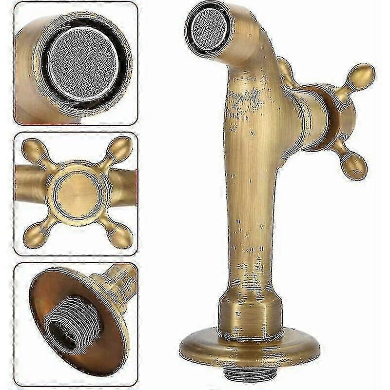 Vintage Solid Brass Wall Mounted Garden Tap G1/2 Thread (long)
