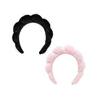 2 fasce per capelli da spa per donne, fascia per il trucco, spugna, tessuto, fascia per il lavaggio, Fa-inst