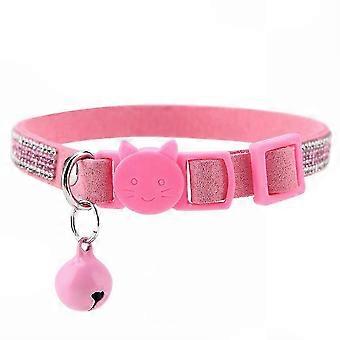 Pet Collar with Bell for Small Pets, Soft Durable (Pink, S)