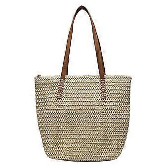 Summer Beach Bag Woven Bag Ladies Straw Tote Hanag Travel Holiday Shoulder Bag With Zipper [MI]