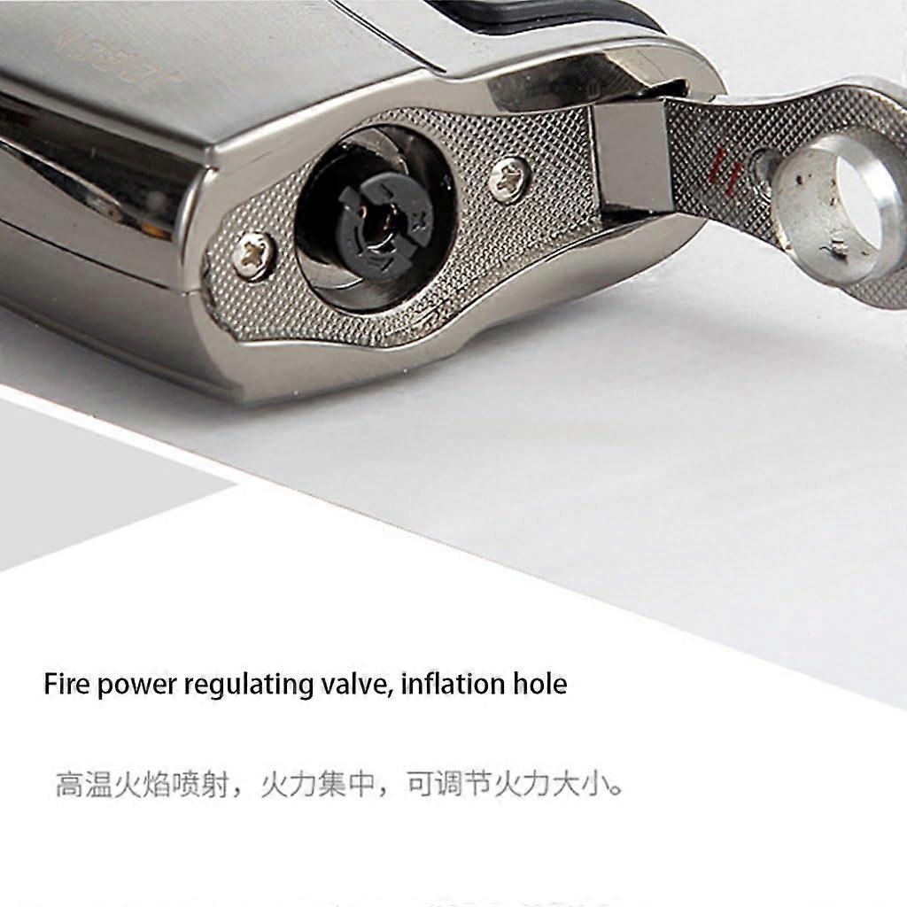 Triple Jet Torch Lighter Butane Refillable Windproof Triple Flame Adjustable Control for Camping BBQ Kitchen