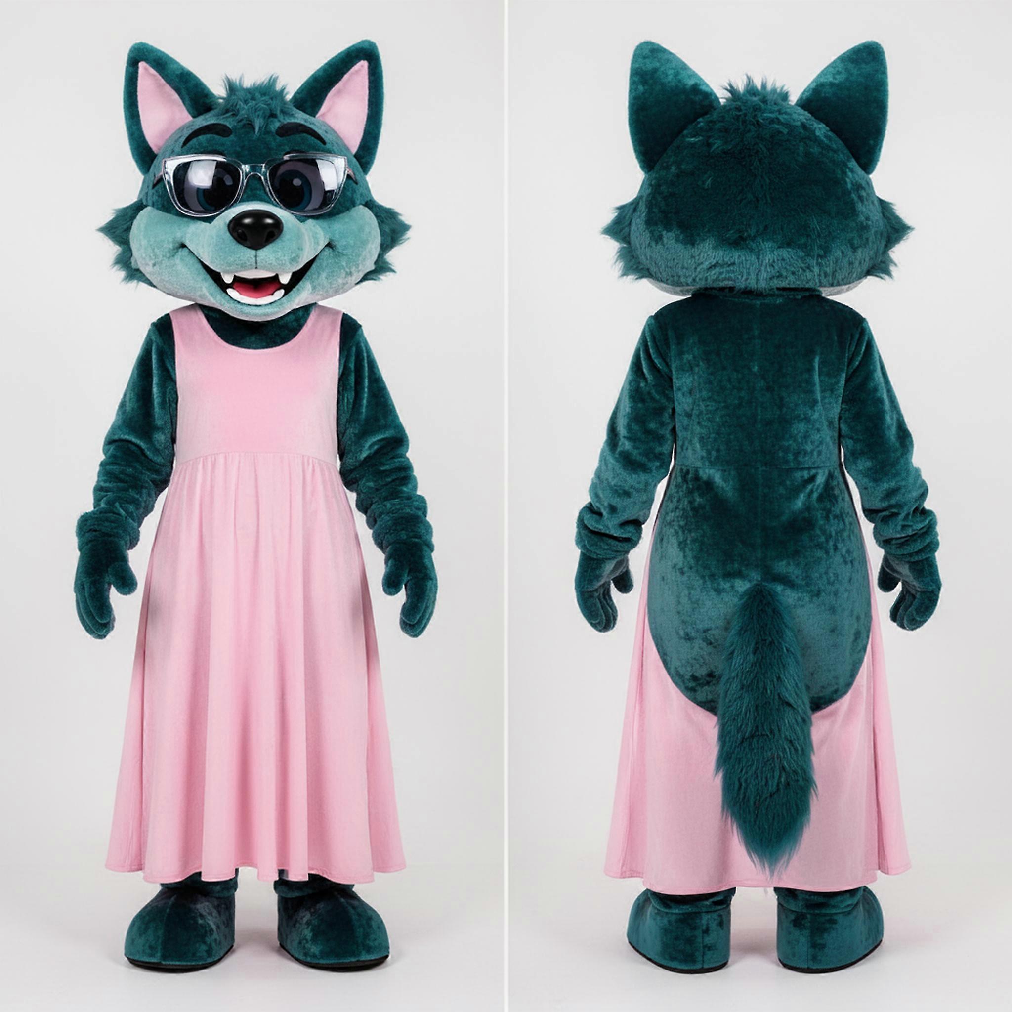 MASTICOT Teal Velvety Say Wolf Mascot