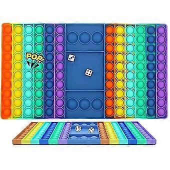 Large Rainbow Pop It Game Board with Dice, Fidget Toy for Kids and Adults, Stress Relief Chess Popper