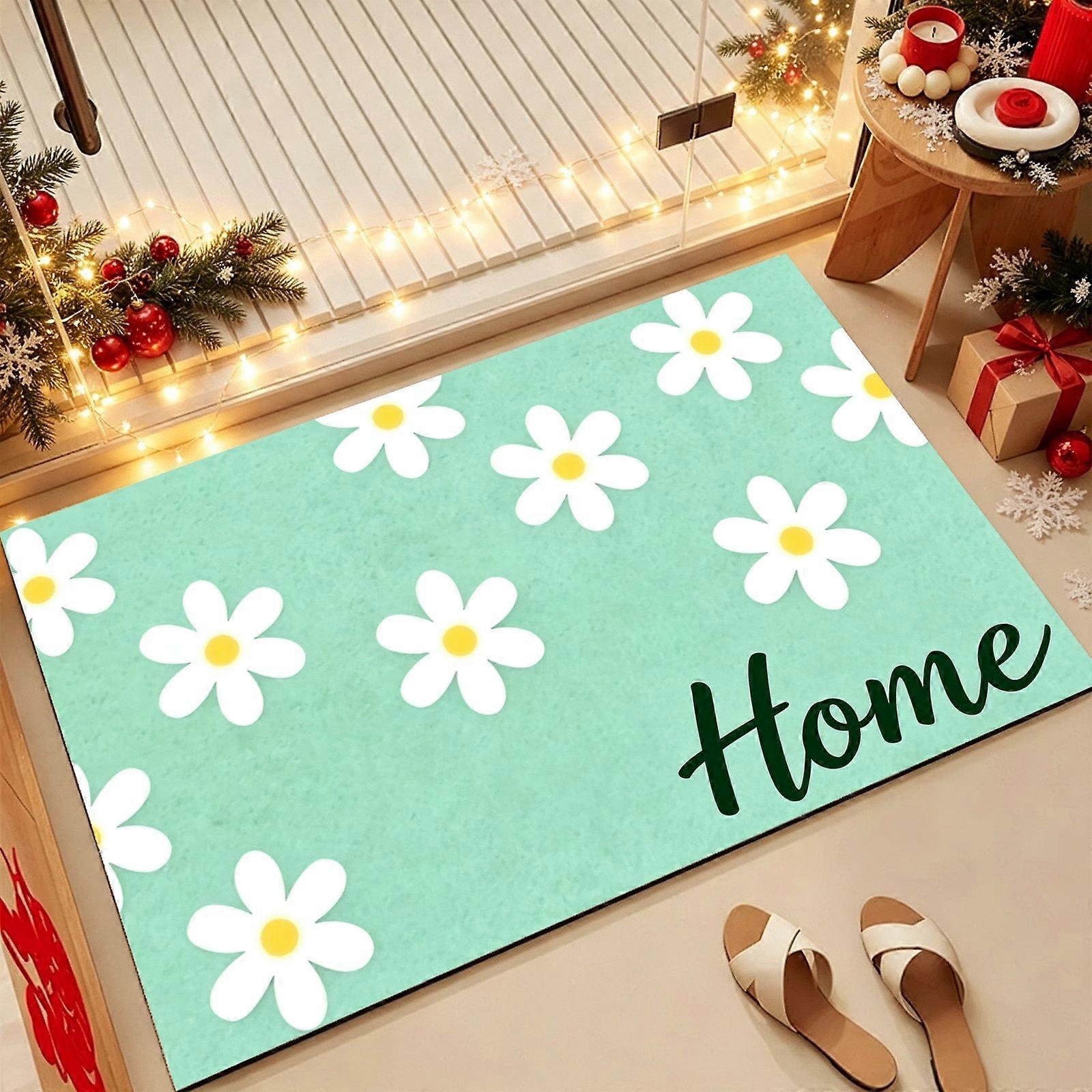 Floor Mat Featuring small daisy and Home Artwork