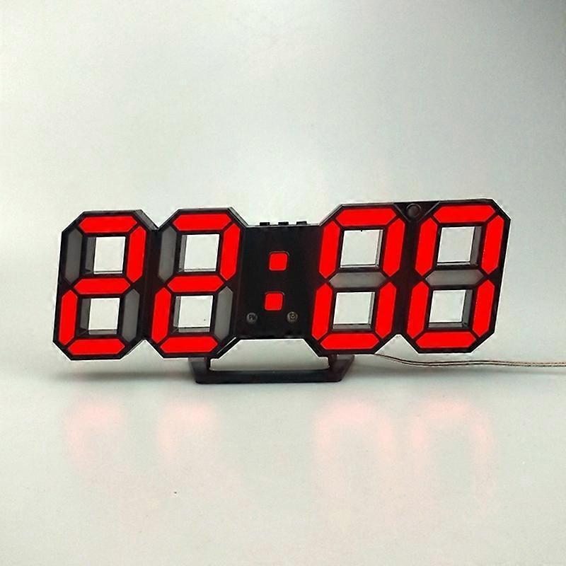 3D Mirror Wall Clock Red LED Light