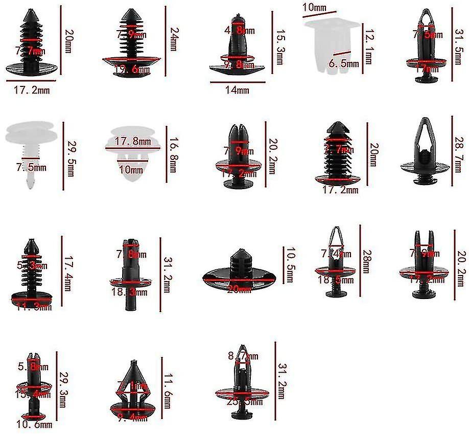415 Pcs Car Trim Clips Retainer Bumper Rivets Retainer Clips Fastener Kit Assortment, 18 Sizes Auto Push Pin Rivets Set Bumper Fixing Clips