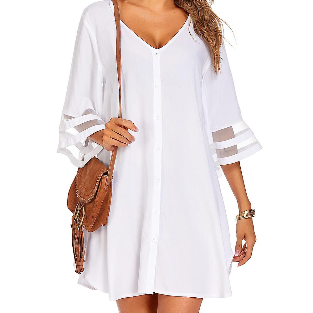 Casual Lightweight Open Front Cardigans Soft Draped Ruffles Sleeve Women's Sleeve Deep V Neck Tie Front Basic Solid Crop Top