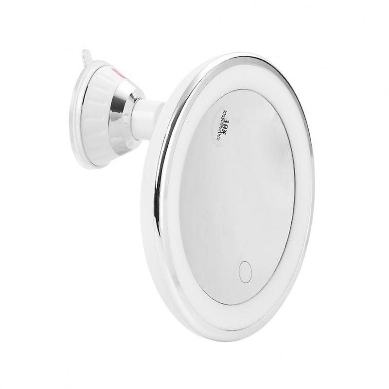 Double Sided Magnifying Mirror, Makeup Mirror with 21 LED Lights, 360° Rotation, Dimmable Touch Screen