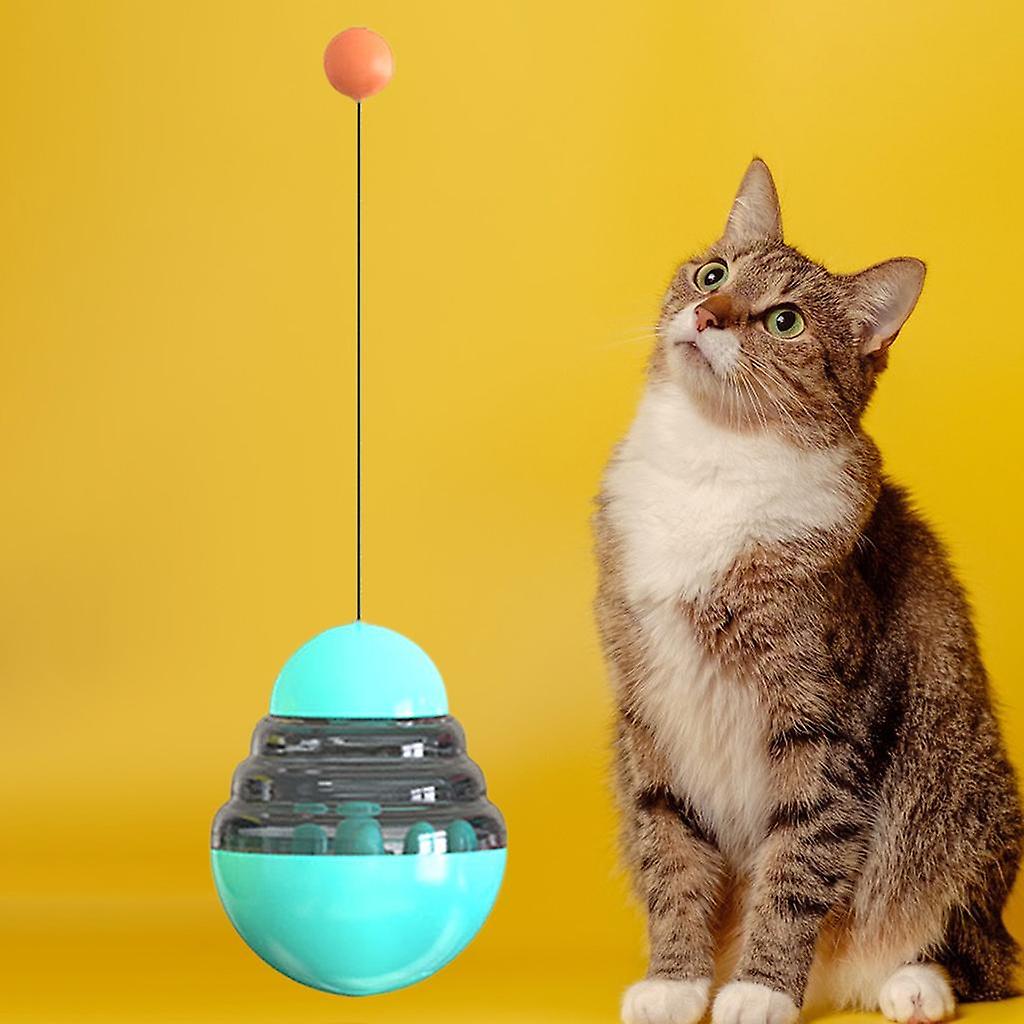 Chat d’intérieur chassant les jouets Interactif Nourriture Jouets Équilibre Balançoire IQ Jouet Mangeoire Bleu Foncé