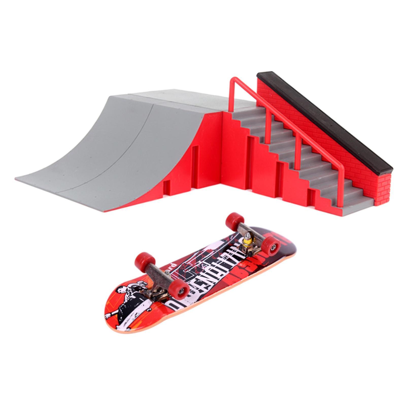 Finger Skateboard Toys Practicing Matching Skateboard Ramp Kit for Boys B
