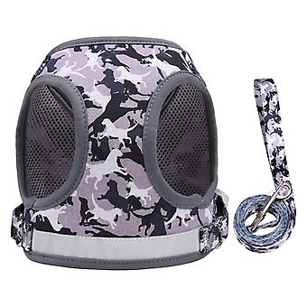 Adjustable Mesh Dog Harness with Leash Chest S M L XL for Small Dogs Cats Blue Camouflage XL