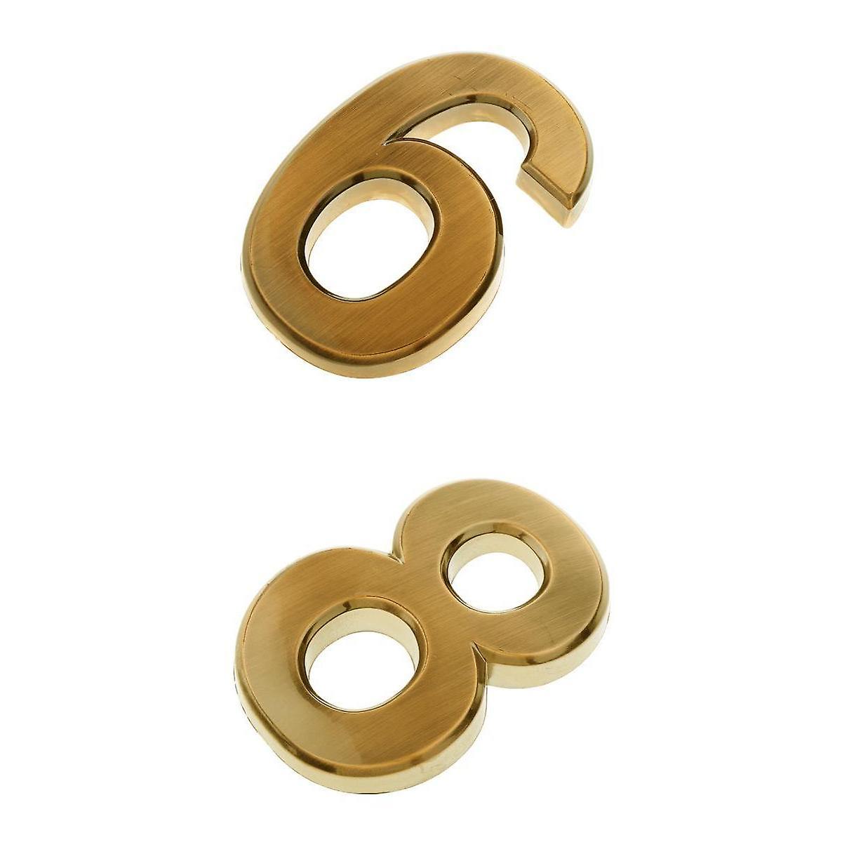 2Pcs Door Numbers Signs Golden House Gate Home Buildings Number Digit 6 8