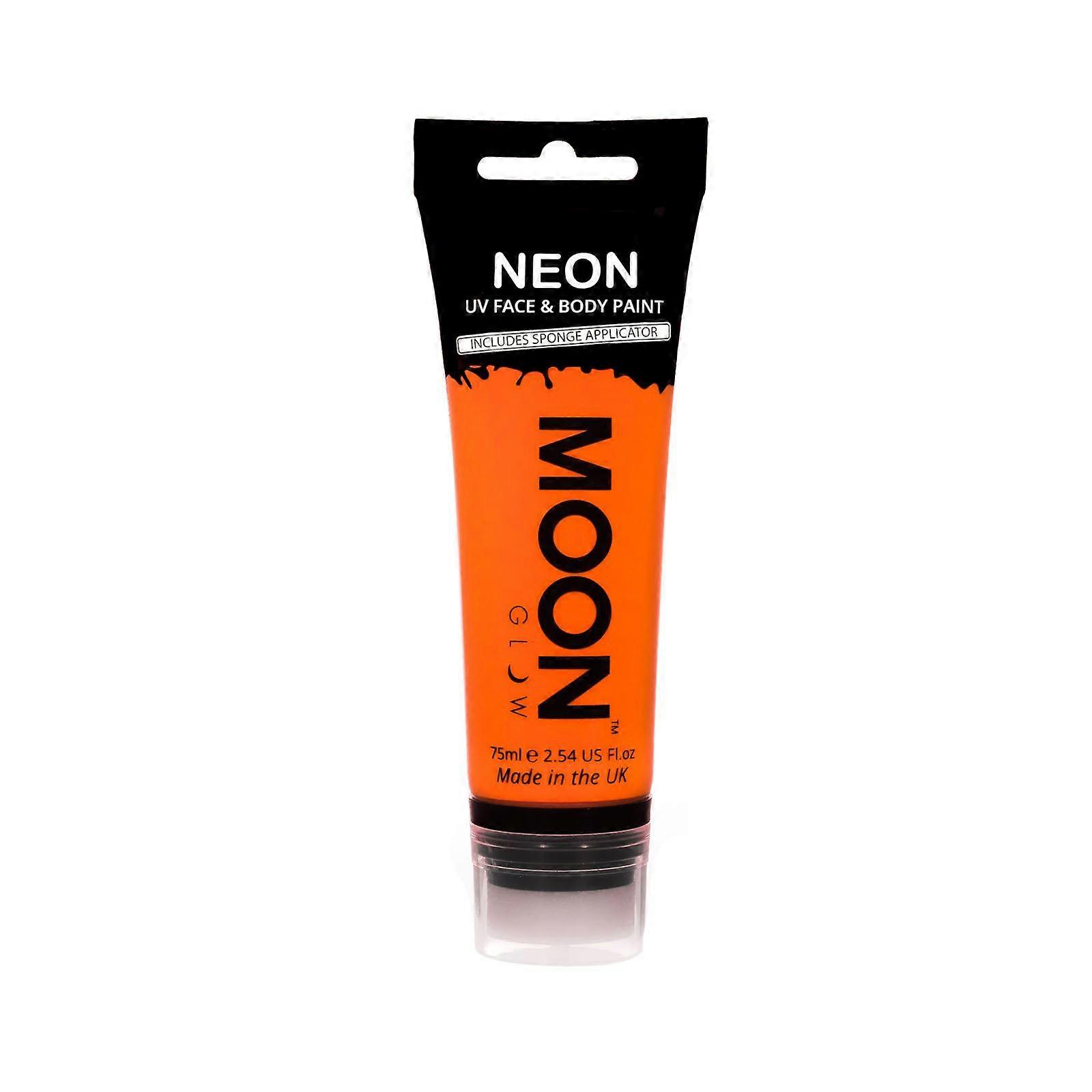 Moon Glow - 75ml Neon UV Gesichtsfarbe mit Schwammapplikator - Intense Orange