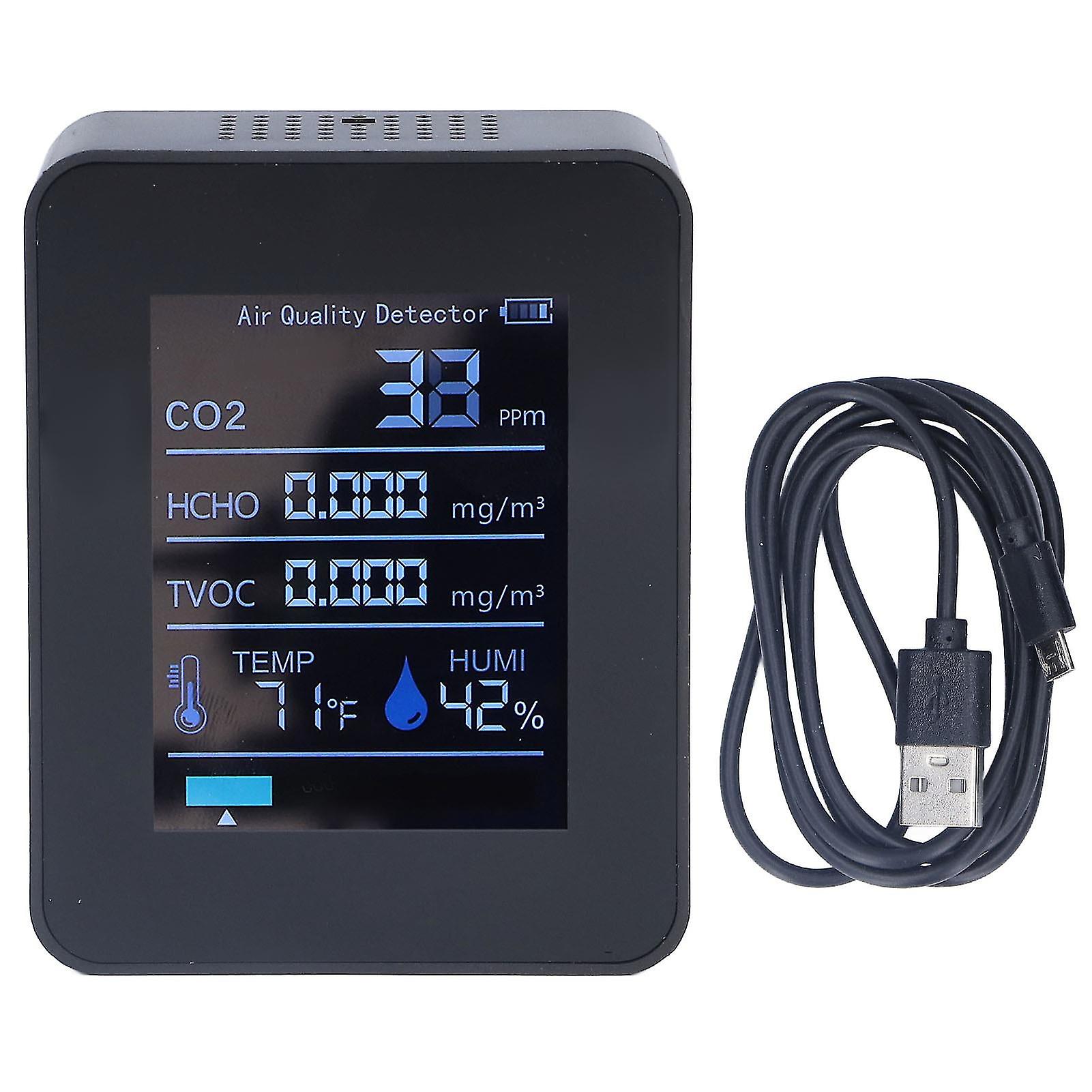 5 In 1 Air Quality Detector 60 Days Data Storage Long Endurance Led Digital Display Usb Charging Co2 Detector